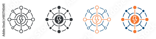 Decentralized Energy Icon Set Multiple Style Collection