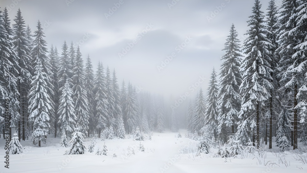 Obraz premium Winter Forest Landscape