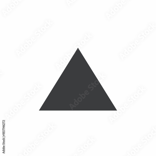 Black triangular shape on white background for design purposes. Simple black triangle symbol as an abstract graphic element in various contexts.