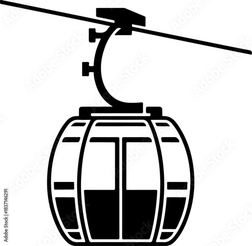 Aerial tramway gondola cabin silhouette vector illustration