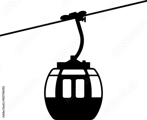 Aerial tramway gondola cabin silhouette vector illustration