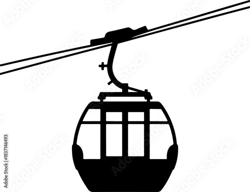 Aerial tramway gondola cabin silhouette vector illustration