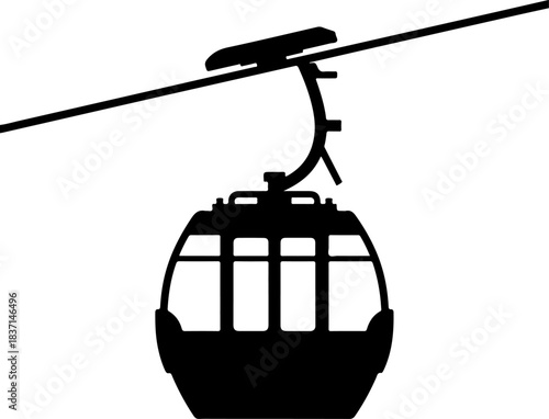 Aerial tramway gondola cabin silhouette vector illustration