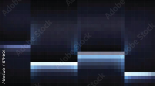 Abstract digital art featuring horizontal bands of cool blue and dark gray, creating a mosaic
