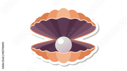 Open Seashell With A Lustrous Pearl Inside Isolated On Black Background Pixel Art Style