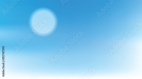 A soft blue sky with a pale luminous circle suggesting the sun or moon against a gradient of clear