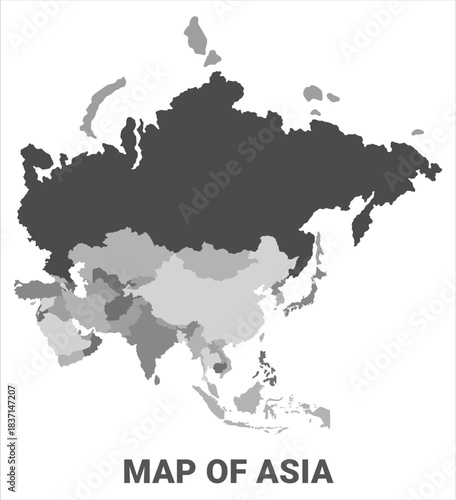 Map of Asia political divisions vector illustration f