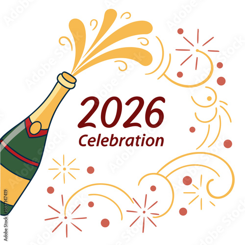 Champagne bottle cork popping celebration with number twenty