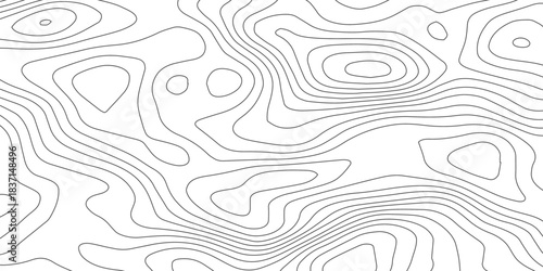  Smooth Contour Line Waves. Modern Topography Map Style Vector Background.