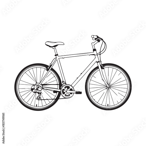 Clean vector outline illustration of a classic bicycle, perfect for conveying active lifestyle, sport, and eco-friendly transportation in various graphic design projects and digital media applications