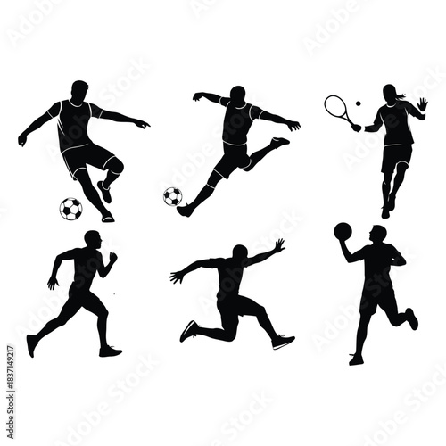 Diverse sports silhouettes showcasing athleticism and movement in various disciplines