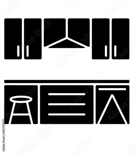 Abstract template logo design with house and fork and spoon. Vector illustration
