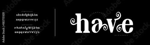 Have elegant font alphabet lowercase. Classic lettering minimal fashion designs. Typography modern serif fonts regular decorative vintage concept. Vector illustration.