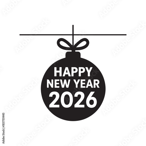 Happy new year 2026 hanging ornament celebration event icon graphic design