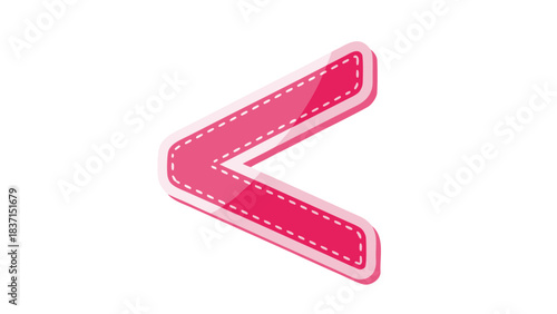 Pink Geometric Shape Arrow Symbol On A Black Background With A Subtle Stitching Effect Subtle Lighting Enhances The Glossy Surface Of The Shape