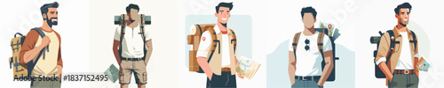 Traveler Man Modern Vector Illustration