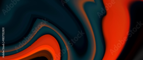 Vibrant abstract vector background with flowing teal waves and bold orange-red streaks, creating dynamic contrast and modern fluid motion.