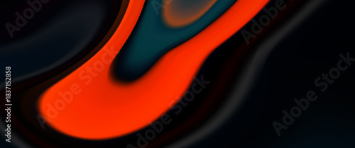 Vibrant abstract vector background with flowing teal waves and bold orange-red streaks, creating dynamic contrast and modern fluid motion.
