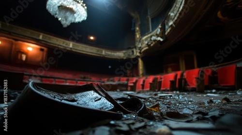 The ghostly silence of an abandoned theater: a forgotten stage of time past grandeur