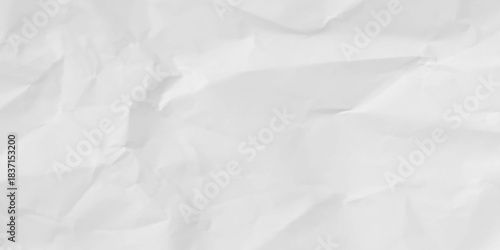 White crumpled paper texture background. Abstract craft wrinkled kraft decorative pattern design. top view.