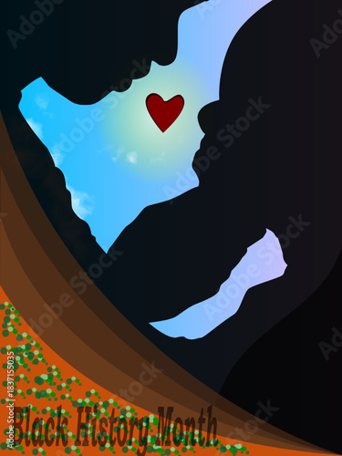 A powerful silhouette illustration of Black people sharing love and unity, to remember and celebrate culture, heritage, and strength during Black History Month.
