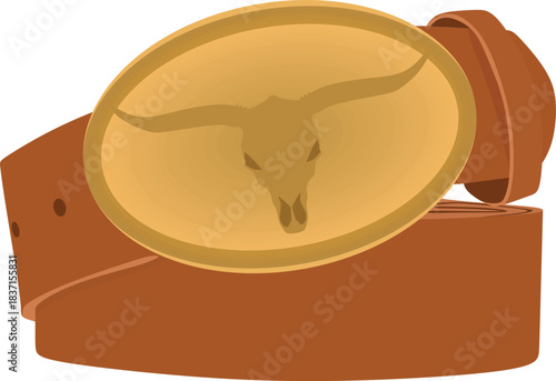 Cowboy brown belt. vector illustration
