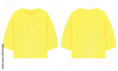 Yellow puff sleeve t shirt. vector	
