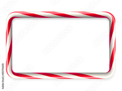Rectangular Candy Frame PNG with 3D Christmas Candy Style and Transparent Background