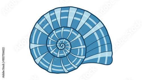 Pixel Art Nautilus Shell Spiral Pattern In Shades Of Blue Against A Black Background