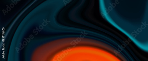 Vibrant abstract vector background with flowing teal waves and bold orange-red streaks, creating dynamic contrast and modern fluid motion.