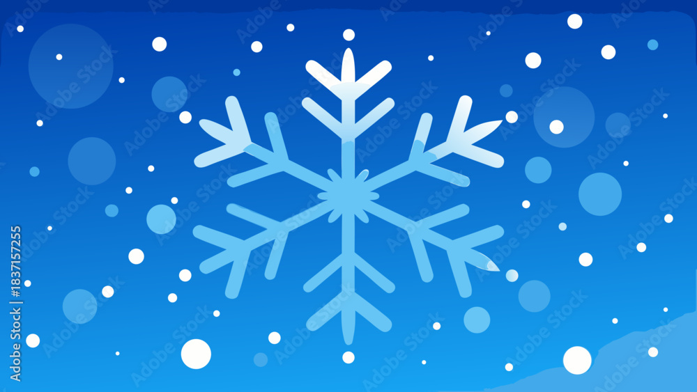 Fototapeta premium Frosty Blue Winter Bokeh with Snowflake Silhouettes