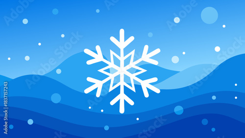 Frosty Blue Winter Bokeh with Snowflake Silhouettes 