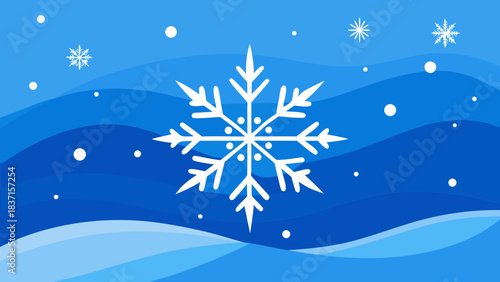 Frosty Blue Winter Bokeh with Snowflake Silhouettes 