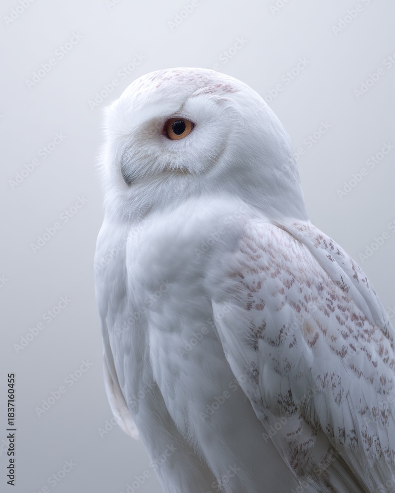 Fototapeta premium Trendy Cloud Dancer 2026 White Owl Portrait