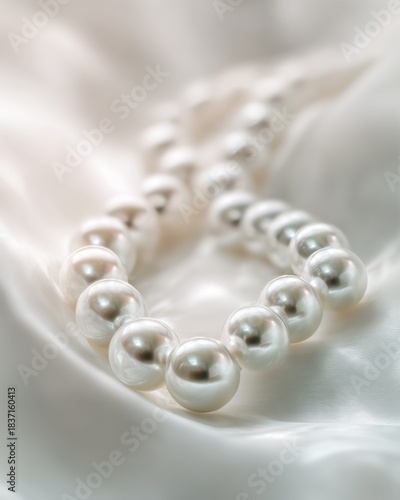 Elegant pearl necklace still life — color of the year 2026