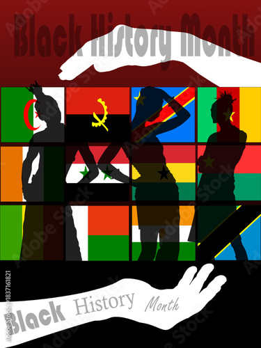 A powerful silhouette illustration of Black people sharing love and unity, to remember and celebrate culture, heritage, and strength during Black History Month.
