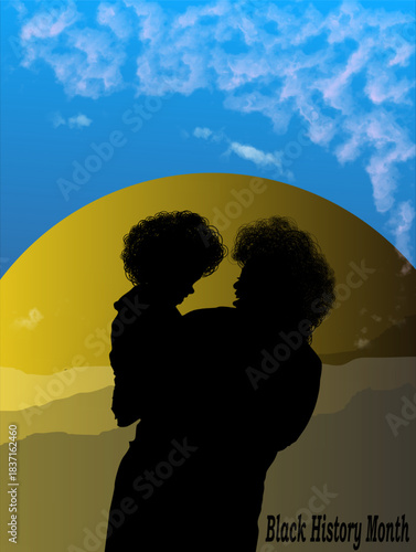 A powerful silhouette illustration of Black people sharing love and unity, to remember and celebrate culture, heritage, and strength during Black History Month.
