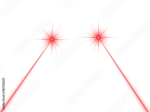 Red Vector Laser Security Beam Illustration with Neon Glow Lines on Transparent Background – Futuristic Light Effect