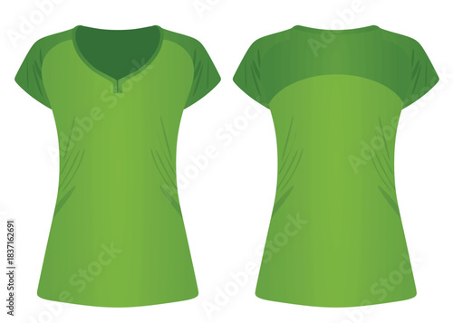 Green women tight t shirt. vector illustration	