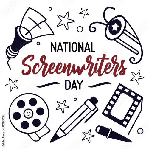 NATIONAL SCREENWRITERS DAY vector illustration 