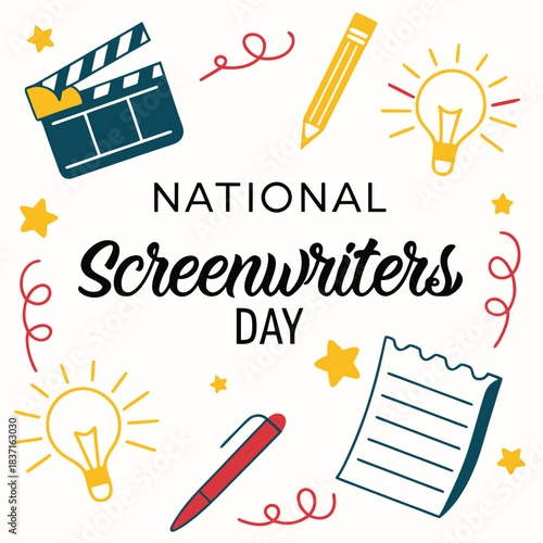 NATIONAL SCREENWRITERS DAY vector illustration isolated on white background