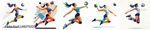 Athletic Female Volleyball Athlete Vector Illustration