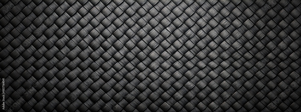 Obraz premium Intricate interwoven pattern forming a dark, textured surface. Soft light highlights the raised details