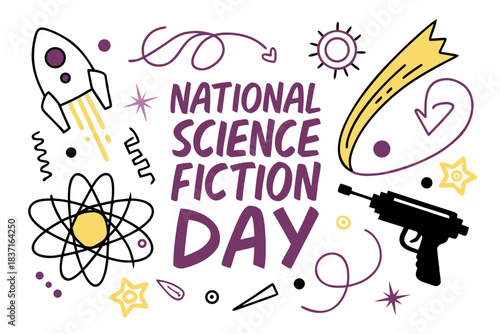 NATIONAL SCIENCE FICTION DAY vector illustration 