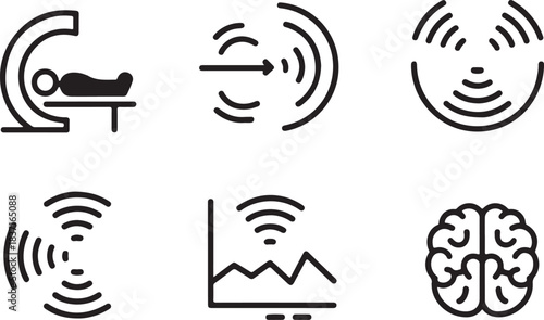 MRI and Brain Scan Icons, Medical Imaging Line Art Set for Healthcare and Diagnostics