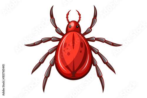 High-quality illustration of a tick insect with realistic detail and color. This vector graphic shows the tick’s body structure, legs, and texture, perfect for educational, scientific, and medical pur