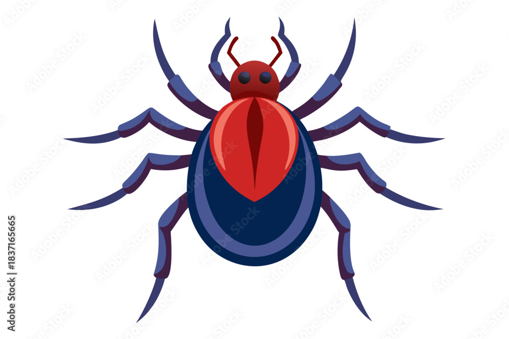 Obraz premium High-quality illustration of a tick insect with realistic detail and color. This vector graphic shows the tick’s body structure, legs, and texture, perfect for educational, scientific, and medical pur