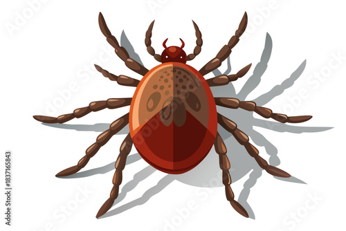 High-quality illustration of a tick insect with realistic detail and color. This vector graphic shows the tick’s body structure, legs, and texture, perfect for educational, scientific, and medical pur