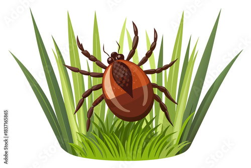 High-quality illustration of a tick insect with realistic detail and color. This vector graphic shows the tick’s body structure, legs, and texture, perfect for educational, scientific, and medical pur