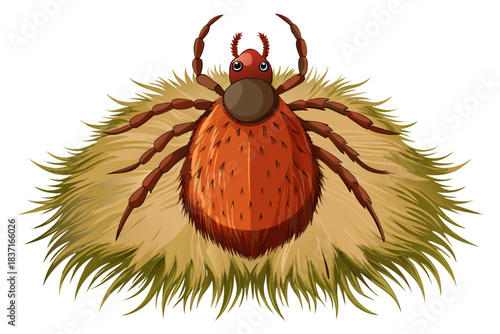 High-quality illustration of a tick insect with realistic detail and color. This vector graphic shows the tick’s body structure, legs, and texture, perfect for educational, scientific, and medical pur